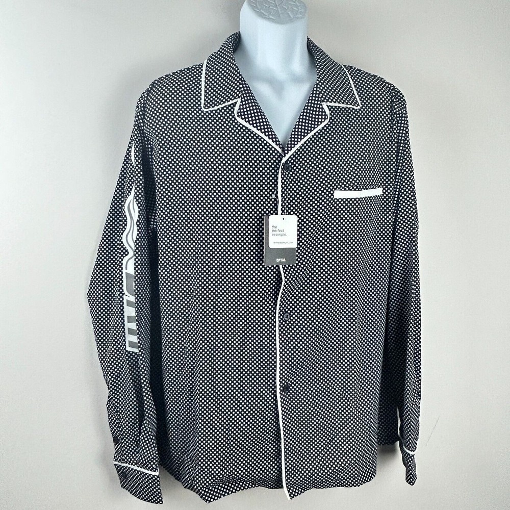 NWT EPTM The Perfect Example Drip Flame Black Polka Dot Shirt Size Large